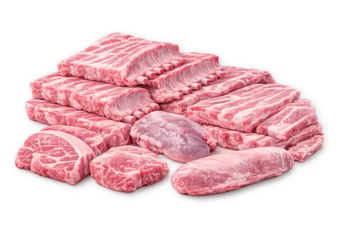 Cortes de carne de cerdo y res al mayoreo Cortes de carne de cerdo y res frescos para venta al mayoreo en Mexico