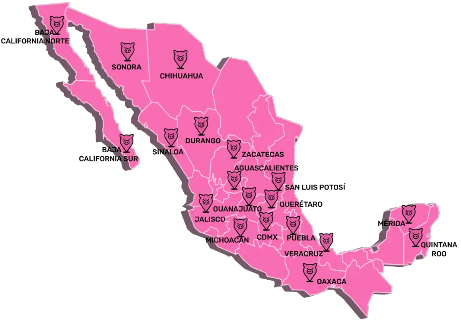 Cobertura de carne en Mexico Mapa de distribucion de carne con cobertura en todo Mexico